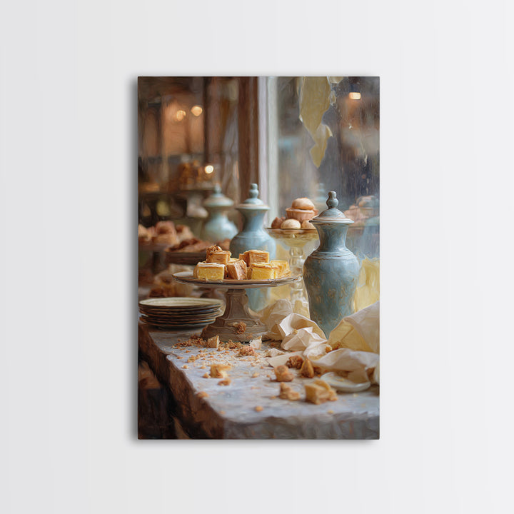 French Patisserie Window Display of Pastel Pastries Canvas Print, Bakery Art, Contemporary Art, Bakery Decor, Patisserie, BAK-2x3-10