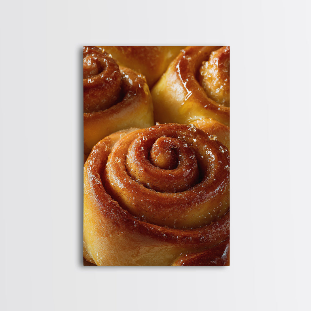 Cinnamon Rolls in a Warm Country Kitchen Framed Canvas Print, Bakery Art, Contemporary Art, Bakery Decor, Fine Art, Patisserie, BAK-2x3-19