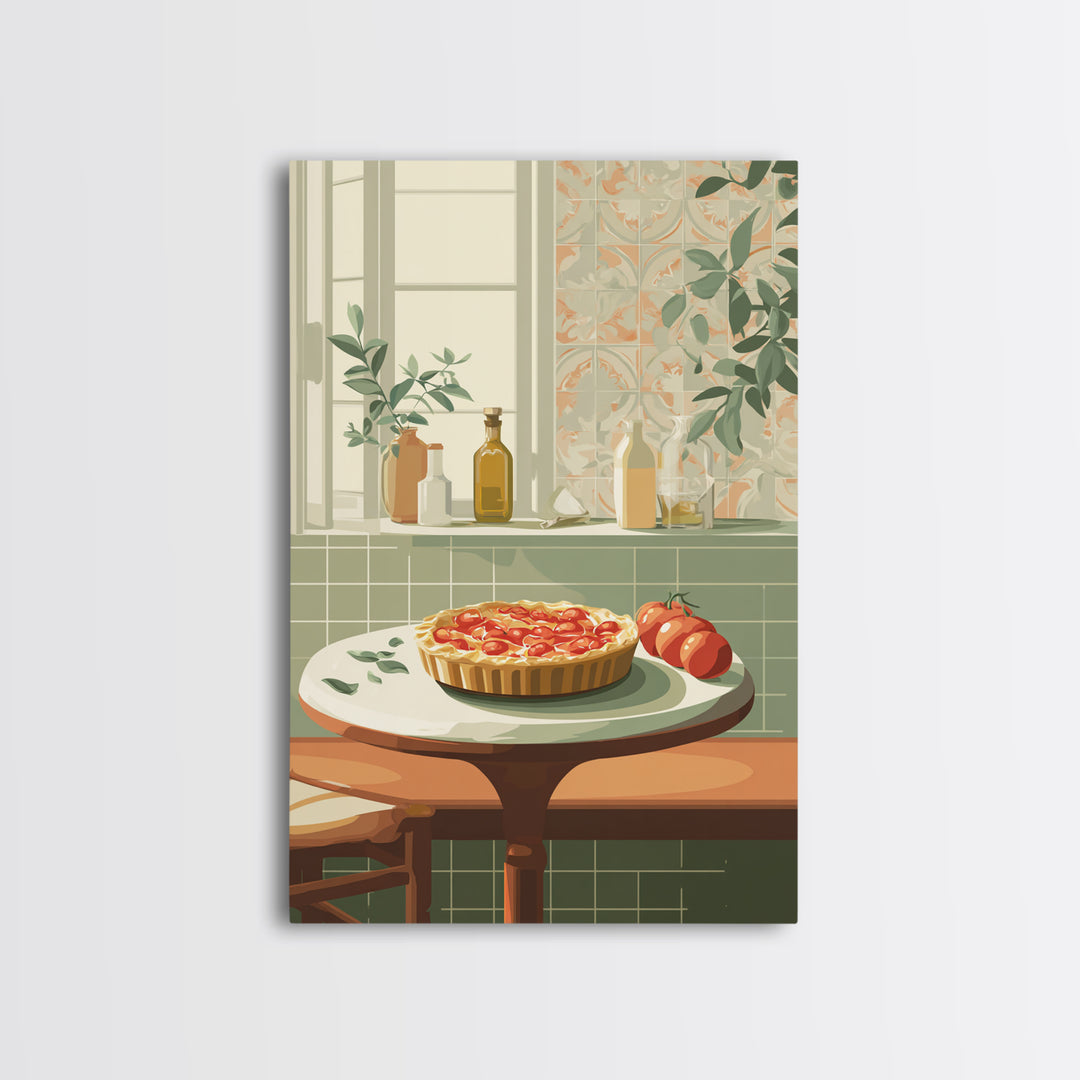 Retro Diner Pie Illustration Framed Canvas Print, Bakery Art, Modern Decor, Bakery Decor, Fine Art, Patisserie, Wall Decor, BAK-2x3-24