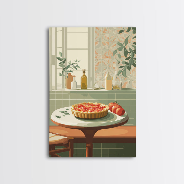 Retro Diner Pie Illustration Framed Canvas Print, Bakery Art, Modern Decor, Bakery Decor, Fine Art, Patisserie, Wall Decor, BAK-2x3-24