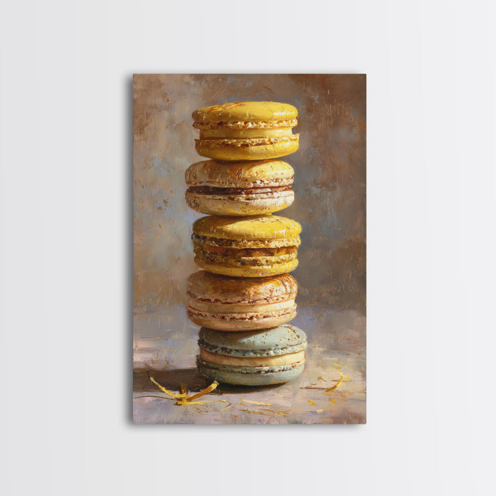 Single Perfect Macaron Tower Canvas Print, Bakery Art, Printable Art, Bakery Decor, Watercolor Art, Patisserie, BAK-2x3-35