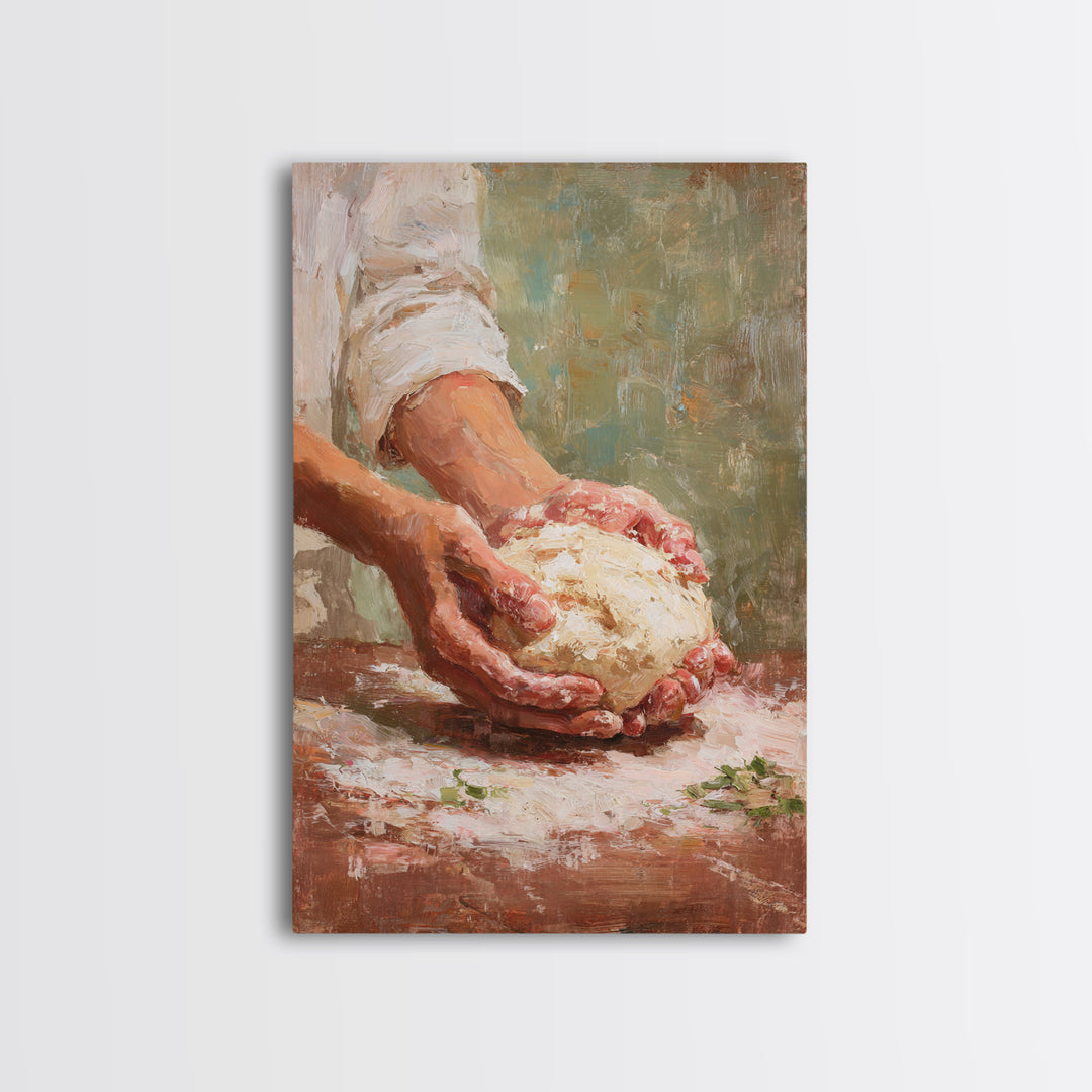 Baker Hands Shaping Dough Canvas Print, Bakery Art, Watercolor Art, Bakery Decor, Fine Art, Patisserie, French Wall Art, BAK-2x3-49