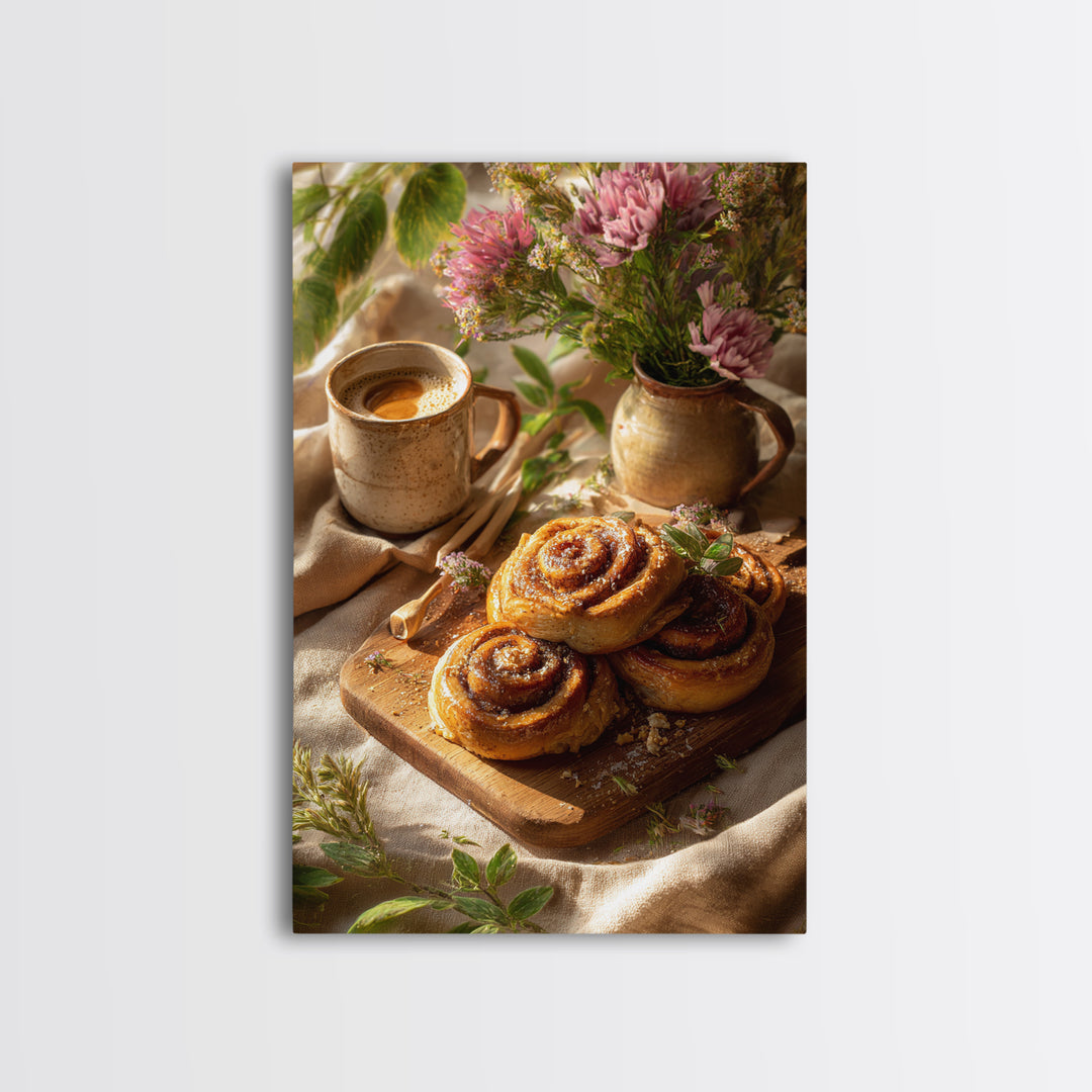 Cinnamon Rolls in a Warm Country Kitchen Canvas Print, Bakery Art, Kitchen Print, Bakery Decor, Fine Art, Patisserie, BAK-2x3-67