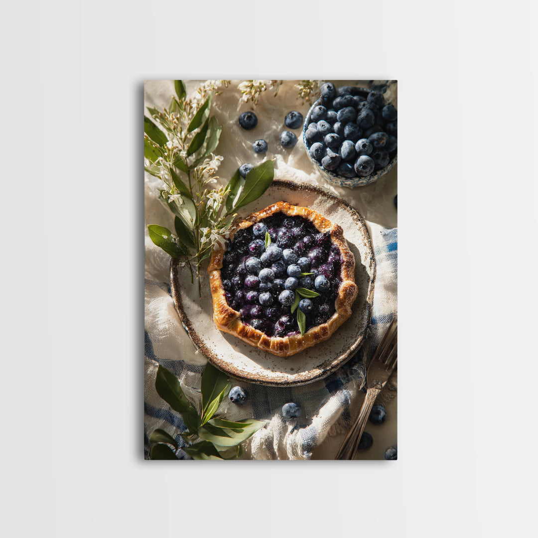 Blueberry Galette with Rustic Farmhouse Texture Canvas Print, Bakery Art, Fine Art Print, Bakery Decor, Fine Art, Patisserie, BAK-2x3-7