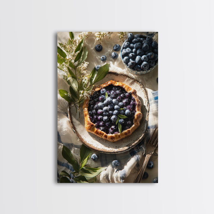 Blueberry Galette with Rustic Farmhouse Texture Canvas Print, Bakery Art, Fine Art Print, Bakery Decor, Fine Art, Patisserie, BAK-2x3-7