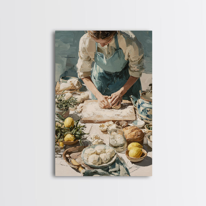 Baker Hands Shaping Dough Framed Canvas Print, Bakery Art, Digital Download Art, Bakery Decor, Patisserie, Neutral Decor, BAK-2x3-73