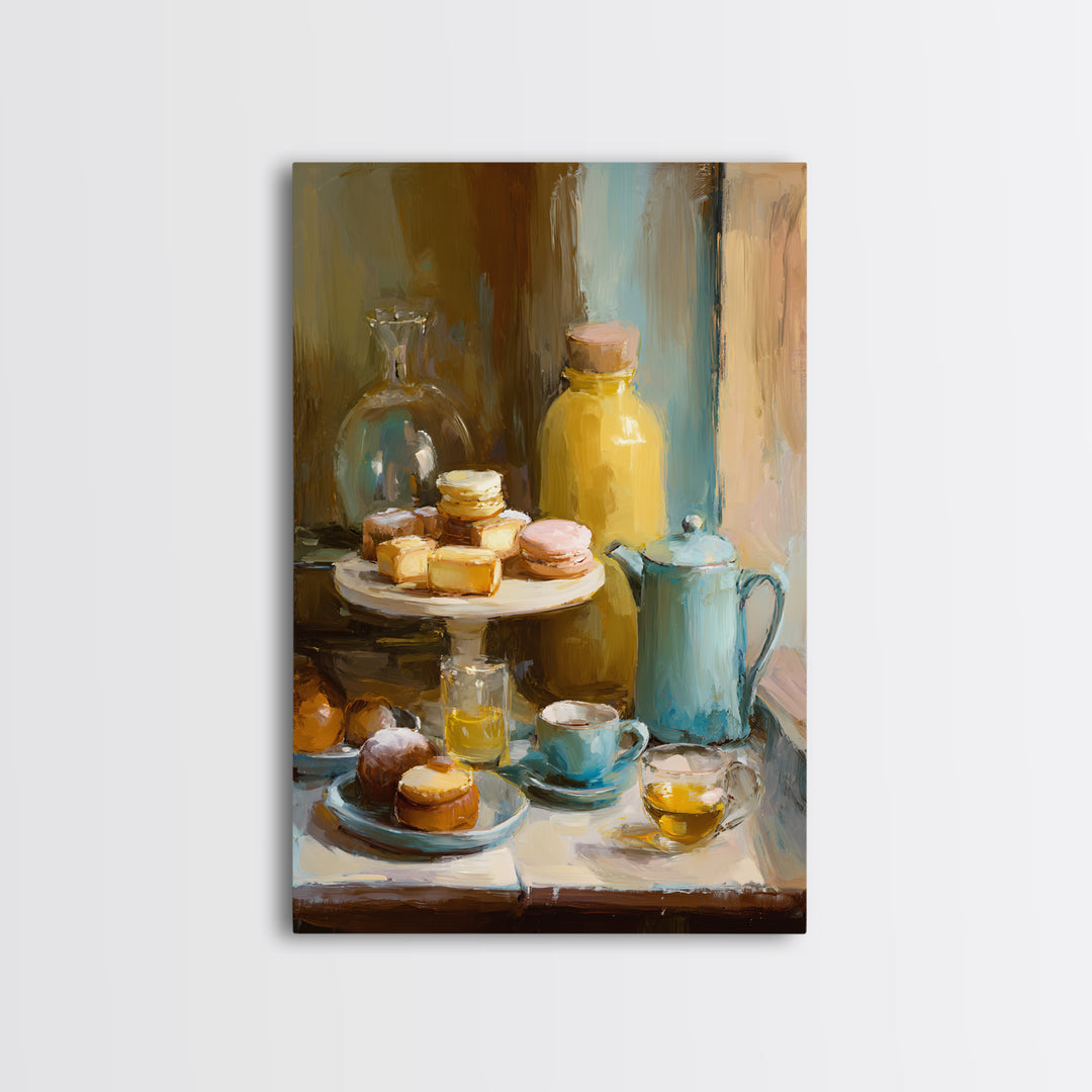 French Patisserie Window Display of Pastel Pastries Canvas Print, Bakery Art, Watercolor Painting, Bakery Decor, Patisserie, BAK-2x3-82