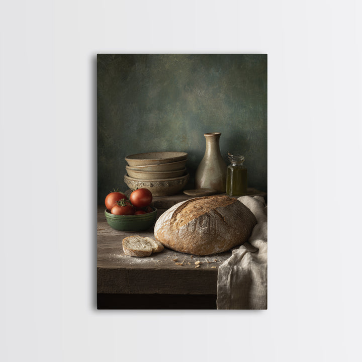 Rustic Loaf of Bread Framed Canvas Print, Bakery Art, Modern Decor, Bakery Decor, Fine Art, Patisserie, Wall Decor, Art Print, BAK-2x3-84
