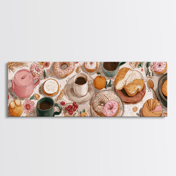 Whimsical Donut Assortment Framed Canvas Print, Bakery Art, Kitchen Art Print, Bakery Decor, Fine Art, Patisserie, Modern Decor, BAK-3x1-1