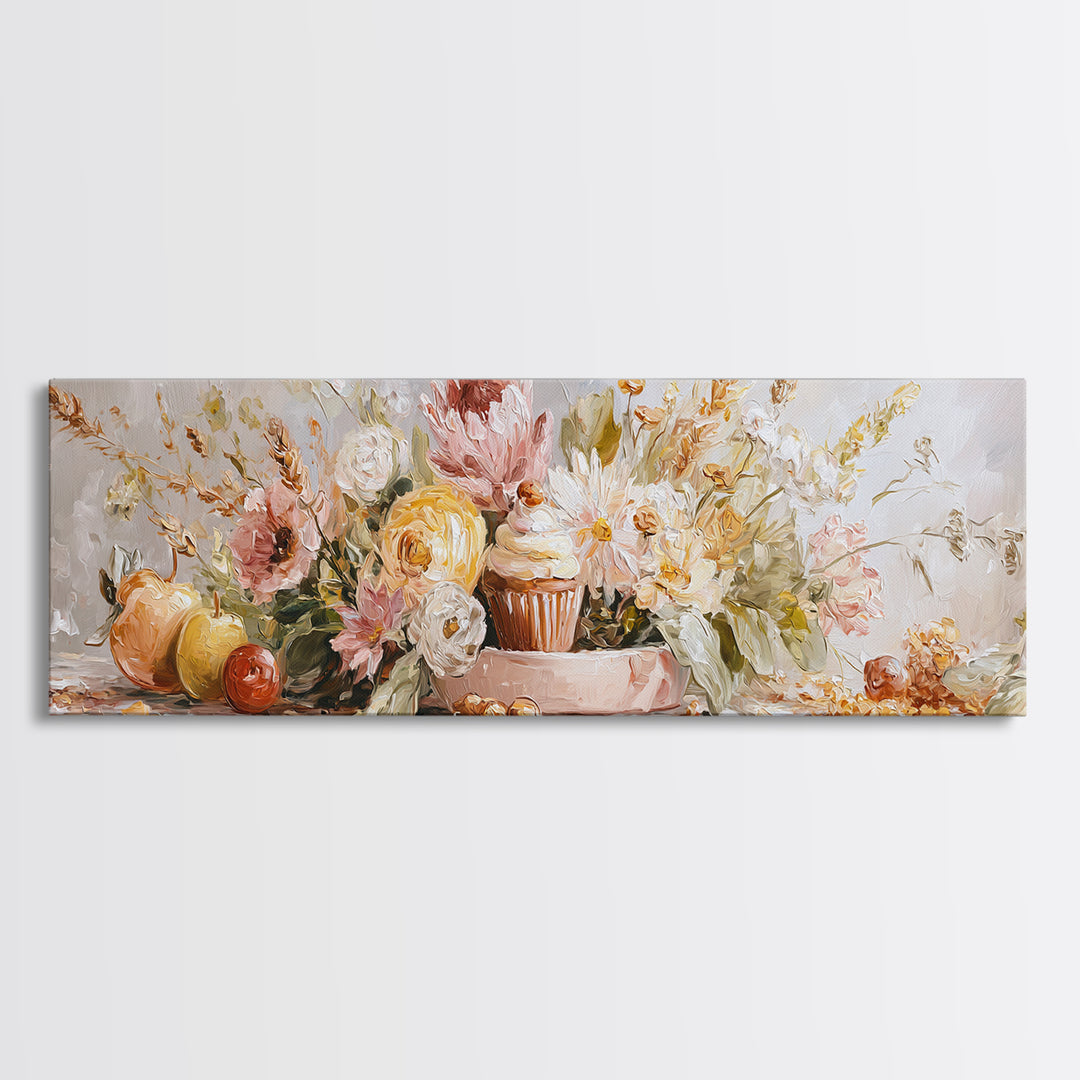 Cupcake Bouquet Painted Framed Canvas Print, Bakery Art, Room Decor, Bakery Decor, Fine Art, Patisserie, Digital Print, BAK-3x1-23