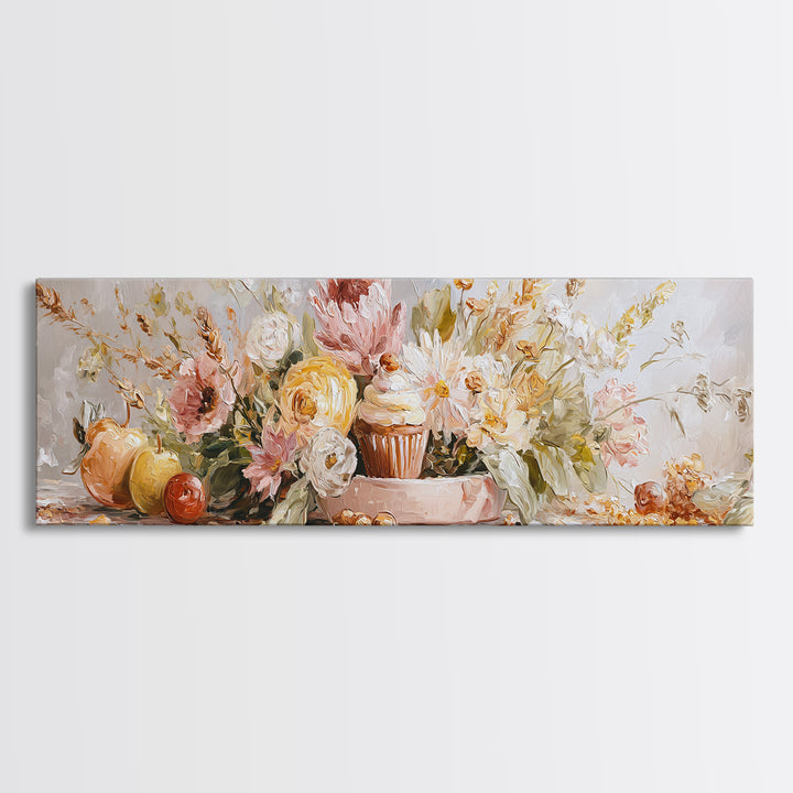 Cupcake Bouquet Painted Framed Canvas Print, Bakery Art, Room Decor, Bakery Decor, Fine Art, Patisserie, Digital Print, BAK-3x1-23