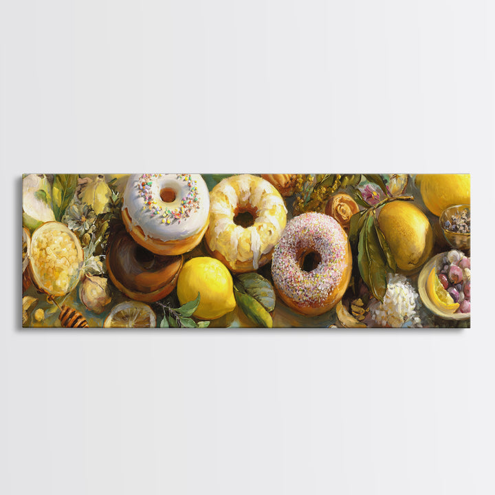 Whimsical Donut Assortment Canvas Print, Bakery Art, French Wall Art, Bakery Decor, Abstract Art, Patisserie, Room Decor, BAK-3x1-25