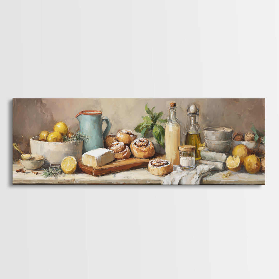 Cinnamon Rolls in a Warm Country Kitchen Canvas Print, Bakery Art, Fine Art Print, Bakery Decor, Fine Art, Patisserie, BAK-3x1-3