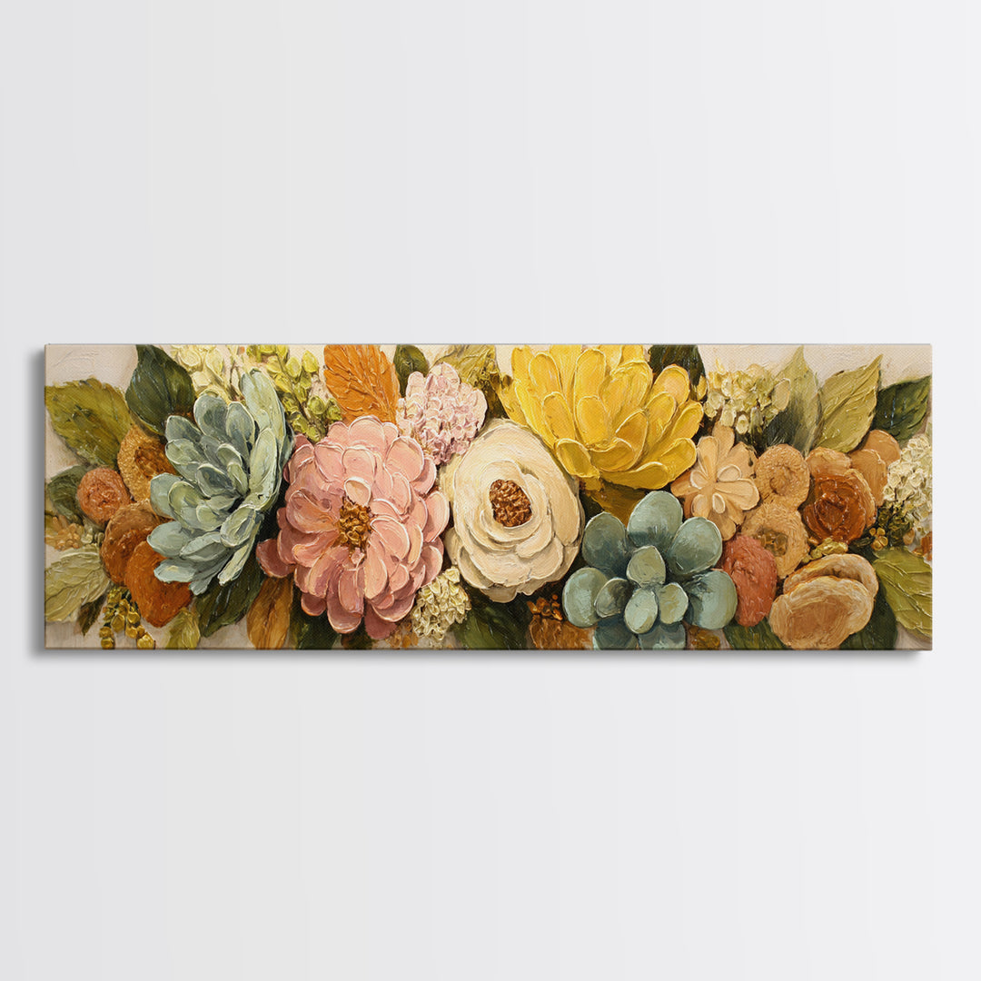 Cupcake Bouquet Painted Framed Canvas Print, Bakery Art, Kitchen Wall Art, Bakery Decor, Oil Painting, Patisserie, BAK-3x1-47