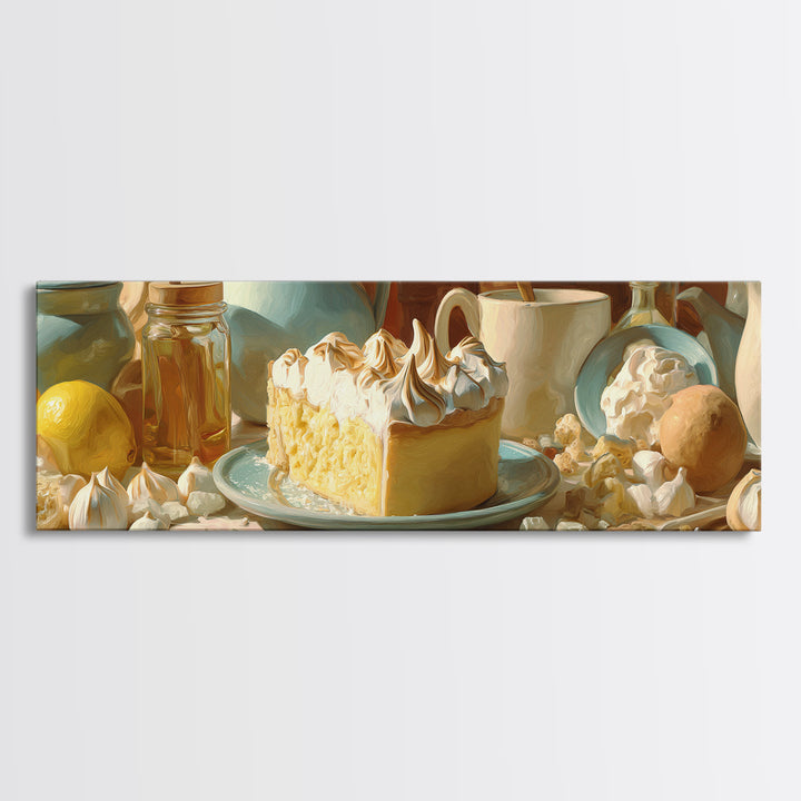 Lemon Meringue Pie Slice Canvas Print, Bakery Art, Food Art, Bakery Decor, Watercolor Art, Patisserie, Kids Art, BAK-3x1-50