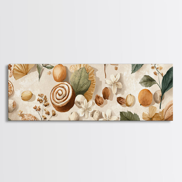 Cinnamon Rolls in a Warm Country Kitchen Framed Canvas Print, Bakery Art, Digital Print, Bakery Decor, Fine Art, Patisserie, BAK-3x1-51