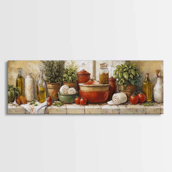 Cinnamon Rolls in a Warm Country Kitchen Framed Canvas Print, Bakery Art, Digital Print, Bakery Decor, Fine Art, Patisserie, BAK-3x1-99