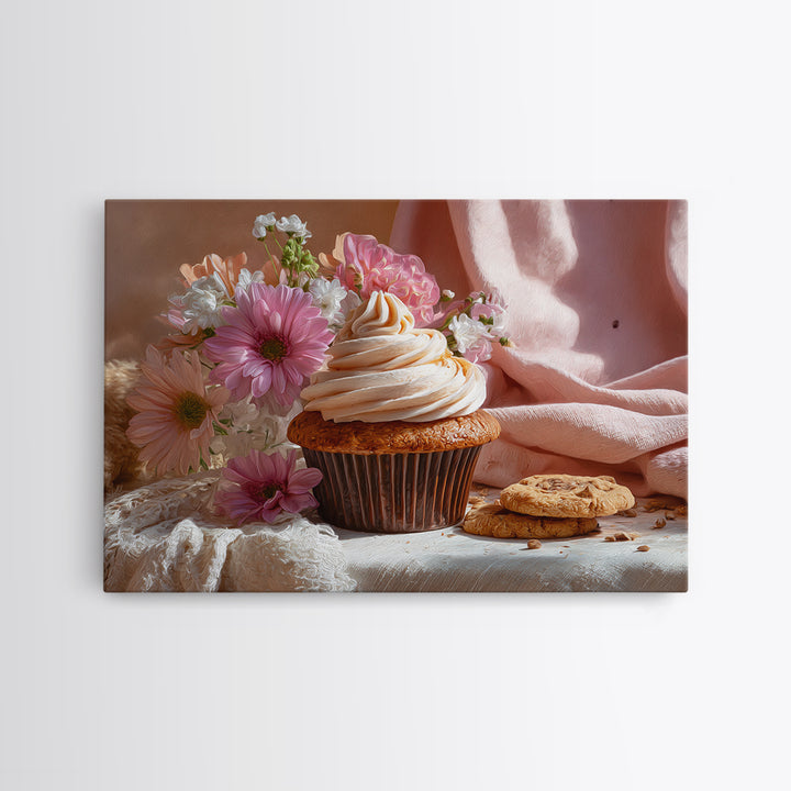 Cupcake Bouquet Painted Canvas Print, Bakery Art, Modern Decor, Bakery Decor, Fine Art, Patisserie, Wall Decor, Art Print, BAK-3x2-11