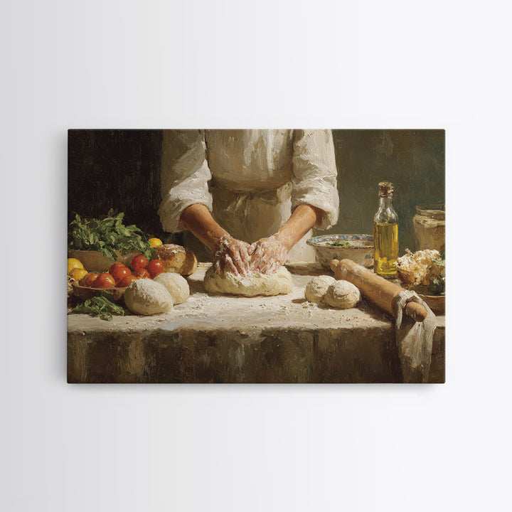 Baker Hands Shaping Dough Canvas Print, Bakery Art, Whimsical Wall Art, Bakery Decor, Fine Art, Patisserie, Luxury Decor, BAK-3x2-21