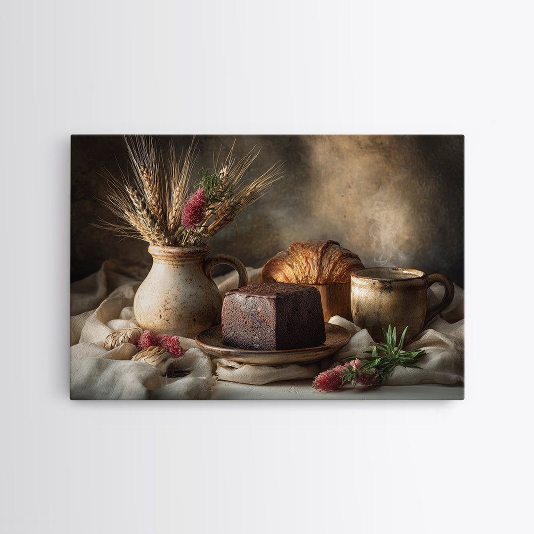 Chocolate Truffle Still Life Framed Canvas Print, Bakery Art, Fine Art, Bakery Decor, Patisserie, Textured Painting, BAK-3x2-23