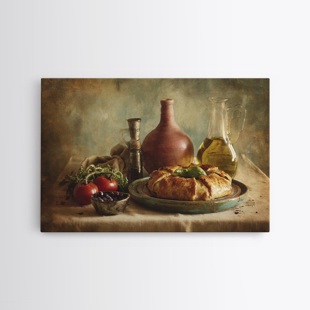 Blueberry Galette with Rustic Farmhouse Texture Framed Canvas Print, Bakery Art, Gallery Decor, Bakery Decor, Patisserie, BAK-3x2-27