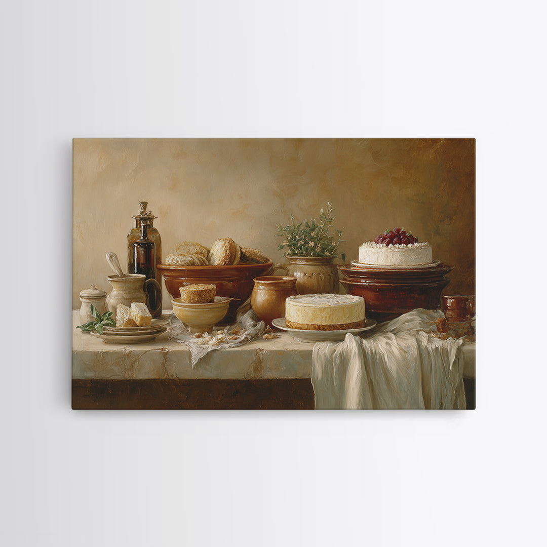 Parisian Dessert Poster Canvas Print, Bakery Art, French Wall Art, Bakery Decor, Fine Art, Patisserie, Room Decor, BAK-3x2-52