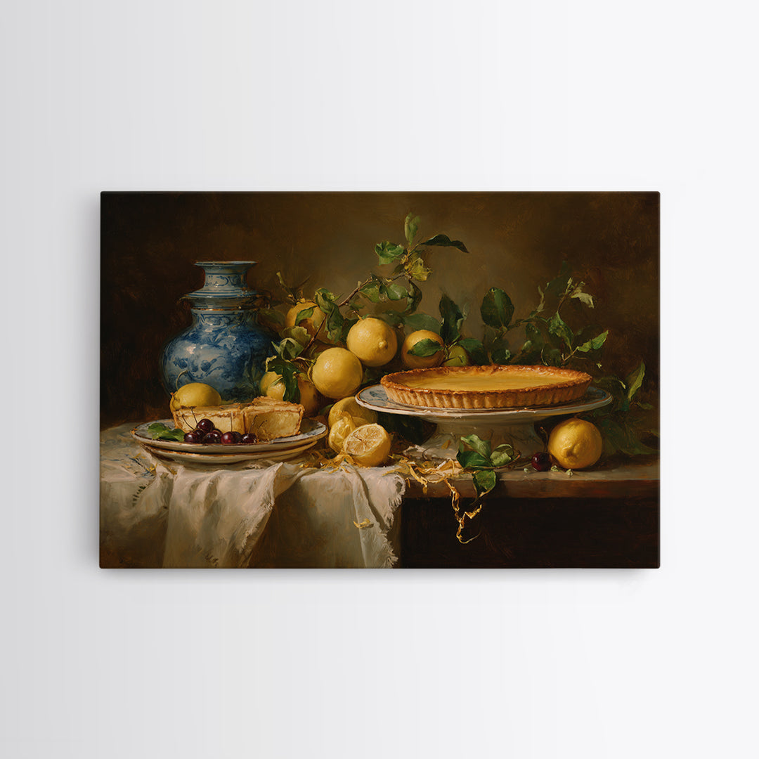 Cherry Tart Still Life Canvas Print, Bakery Art, Kids Art, Bakery Decor, Fine Art, Patisserie, Minimalist Decor, BAK-3x2-57
