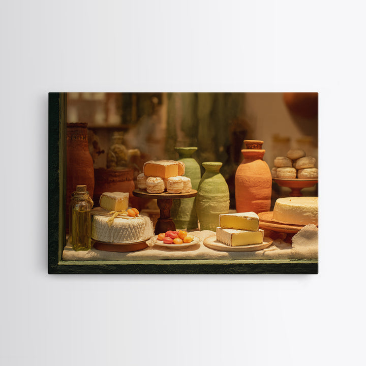 French Patisserie Window Display of Pastel Pastries Framed Canvas Print, Bakery Art, Kitchen Print, Bakery Decor, Patisserie, BAK-3x2-6