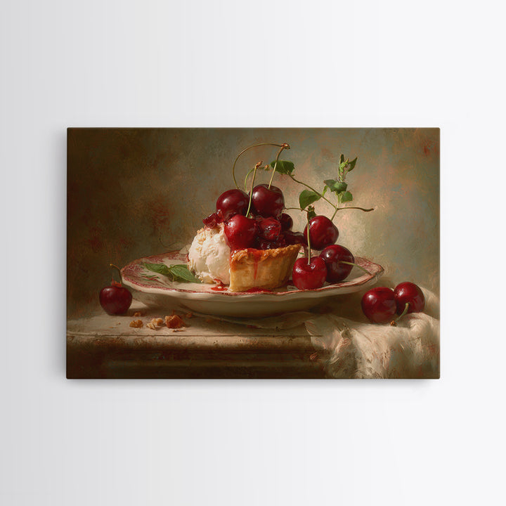 Cherry Tart Still Life Framed Canvas Print, Bakery Art, Fine Art Print, Bakery Decor, Fine Art, Patisserie, Printable Wall Art, BAK-3x2-81