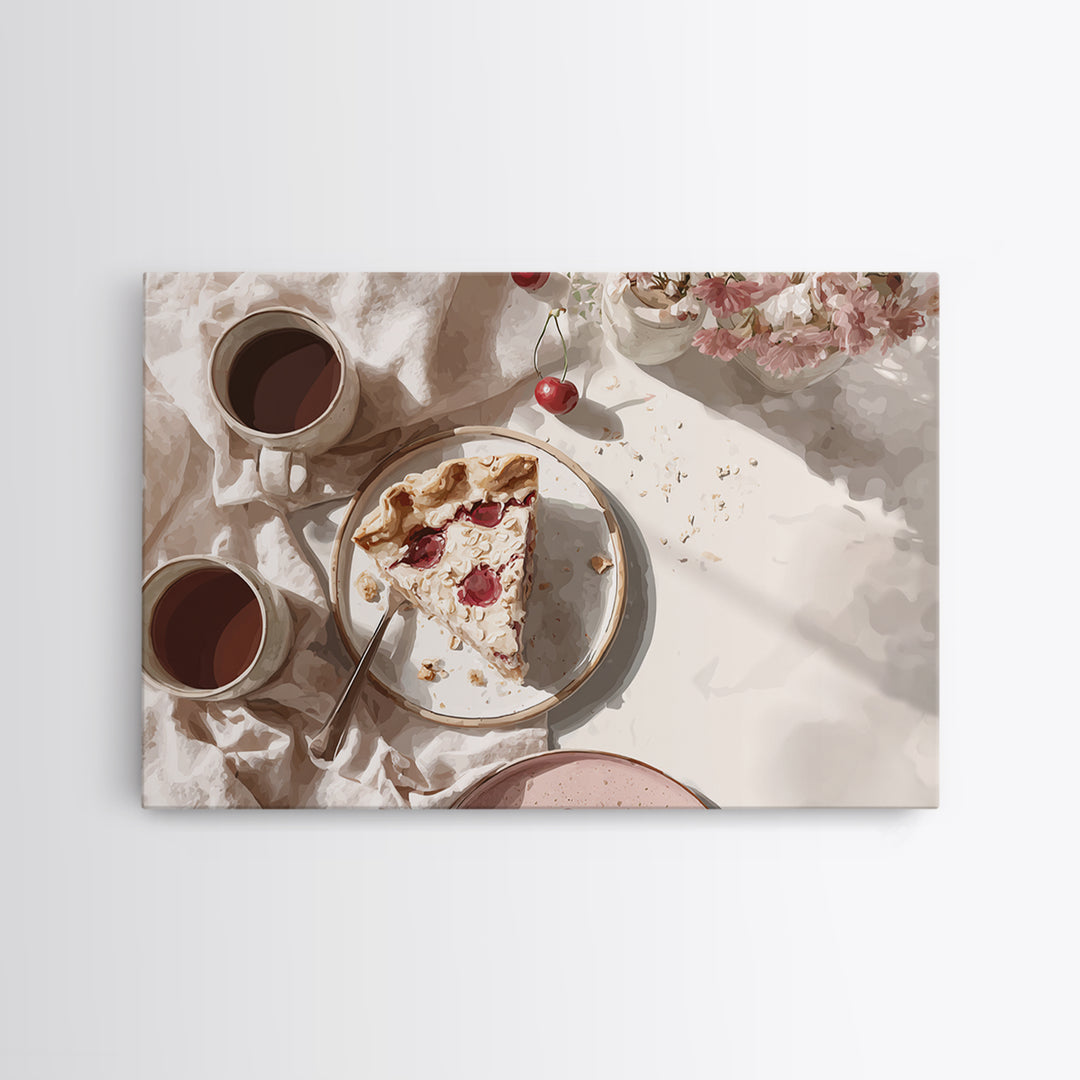 Retro Diner Pie Illustration Framed Canvas Print, Bakery Art, Art Print, Bakery Decor, Fine Art, Patisserie, Kitchen Print, BAK-3x2-92