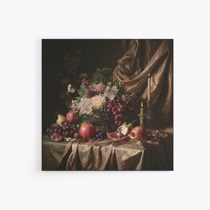 Lavish Banquet Fruit Composition Canvas Print, Baroque Art, Printable Wall Art, Living Room Decor, Ornate, Minimalist Wall Art, BAO-1x1-20
