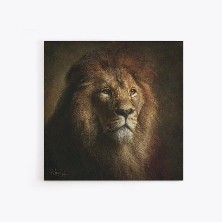 Royal Lion Portrait Framed Canvas Print, Baroque Art, Eclectic Wall Art, Living Room Decor, Fine Art, Ornate, Gallery Decor, BAO-1x1-65