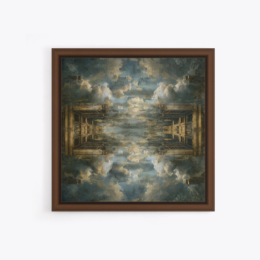 Classical Ruins Beneath a Dramatic Sky Framed Canvas Print, Baroque Art, Feminist Art, Living Room Decor, Fine Art, Ornate, BAO-1x1-67