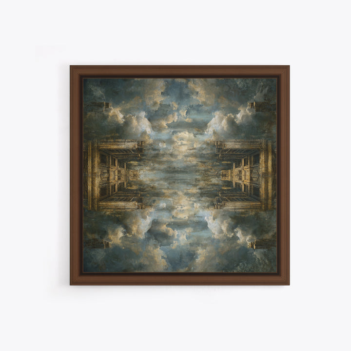 Classical Ruins Beneath a Dramatic Sky Framed Canvas Print, Baroque Art, Feminist Art, Living Room Decor, Fine Art, Ornate, BAO-1x1-67