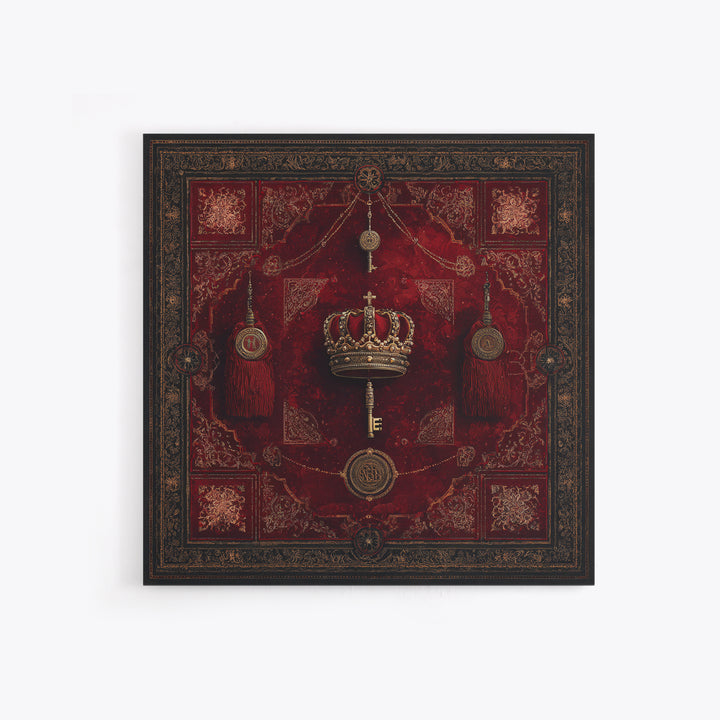 Dark Red Velvet Framed Canvas Print, Baroque Art, Dark Academia Art, Living Room Decor, Fine Art, Ornate, Modern Decor, BAO-1x1-71