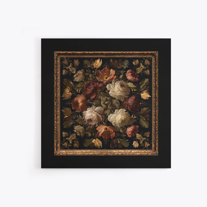 Ornate Gold Frame Illusion Around a Botanical Canvas Print, Baroque Art, Baroque, Living Room Decor, Oil Painting, Ornate, BAO-1x1-81