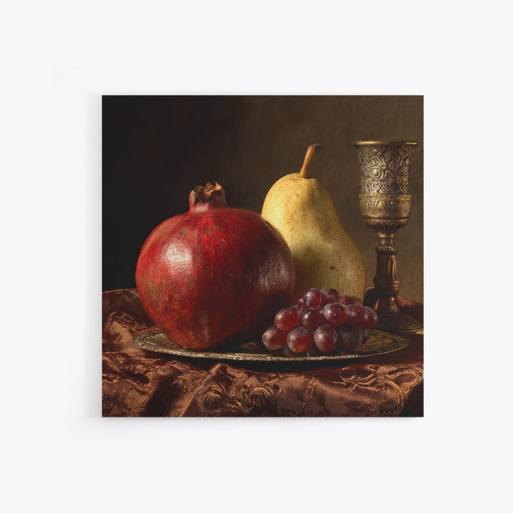 Dramatic Fruit Still Life Canvas Print, Baroque Art, Wall Decor, Living Room Decor, Oil Painting, Ornate, Contemporary Art, BAO-1x1-97