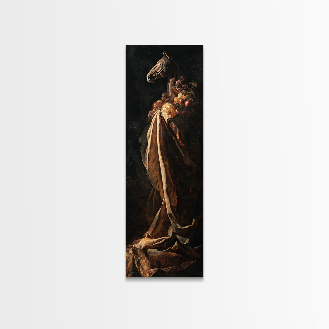 Dramatic Horse Portrait Canvas Print, Baroque Art, Portrait Painting, Living Room Decor, Oil Painting, Ornate, Wall Decor, BAO-1x3-12