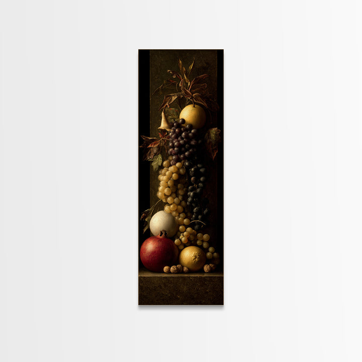 Dramatic Fruit Still Life Canvas Print, Baroque Art, Gallery Wall, Living Room Decor, Fine Art, Ornate, Neutral Decor, BAO-1x3-13