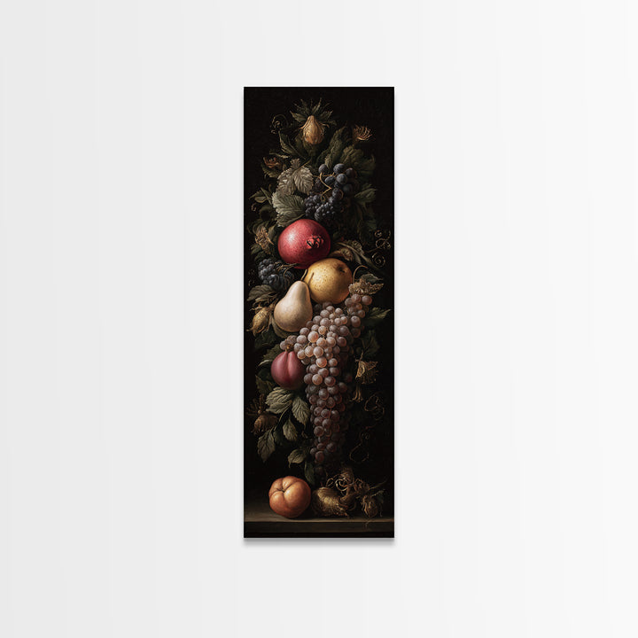 Dramatic Fruit Still Life Canvas Print, Baroque Art, Gallery Wall, Living Room Decor, Fine Art, Ornate, Neutral Decor, BAO-1x3-37