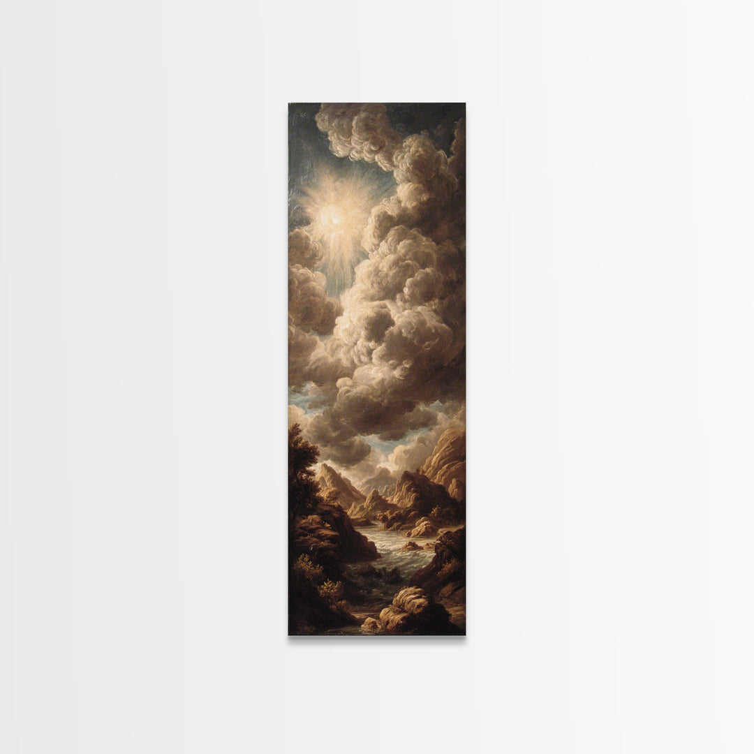 Theatrical Stormy Landscape Framed Canvas Print, Baroque Art, Room Decor Aesthetic, Living Room Decor, Fine Art, Ornate, BAO-1x3-46