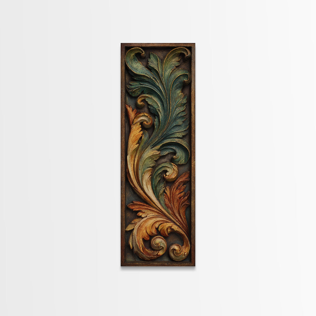 Carved Acanthus Leaf Ornament Study Canvas Print, Baroque Art, Art Print, Living Room Decor, Fine Art, Ornate, Oil Painting, BAO-1x3-51