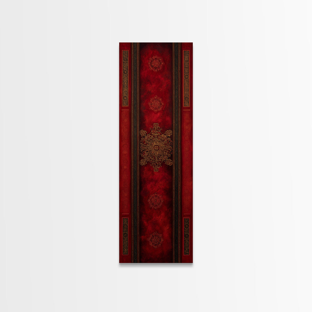 Dark Red Velvet Canvas Print, Baroque Art, Statement Artwork, Living Room Decor, Fine Art, Ornate, Painting, Printable Wall Art, BAO-1x3-59