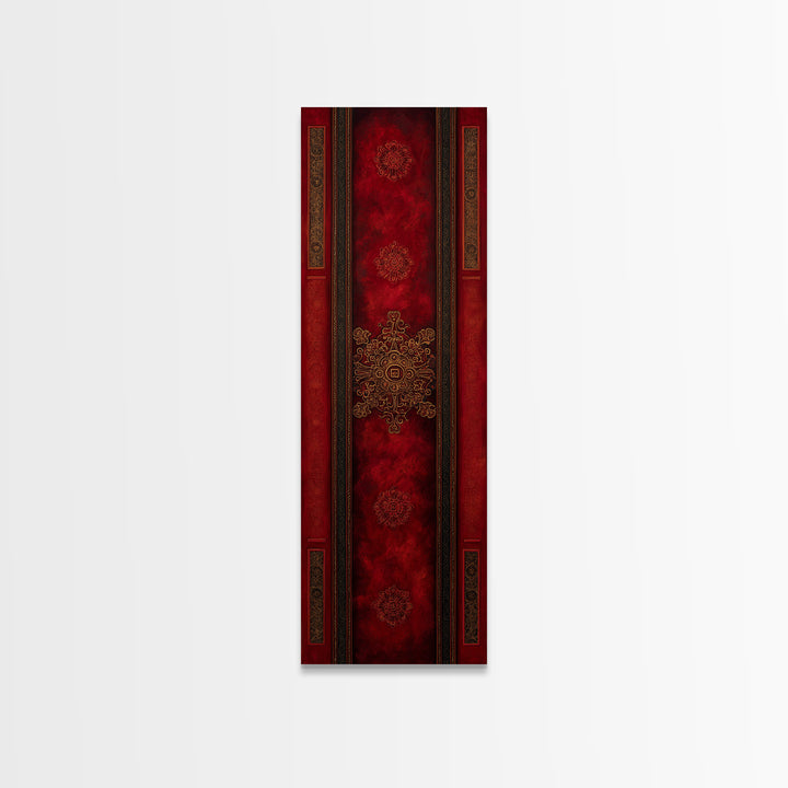 Dark Red Velvet Canvas Print, Baroque Art, Statement Artwork, Living Room Decor, Fine Art, Ornate, Painting, Printable Wall Art, BAO-1x3-59