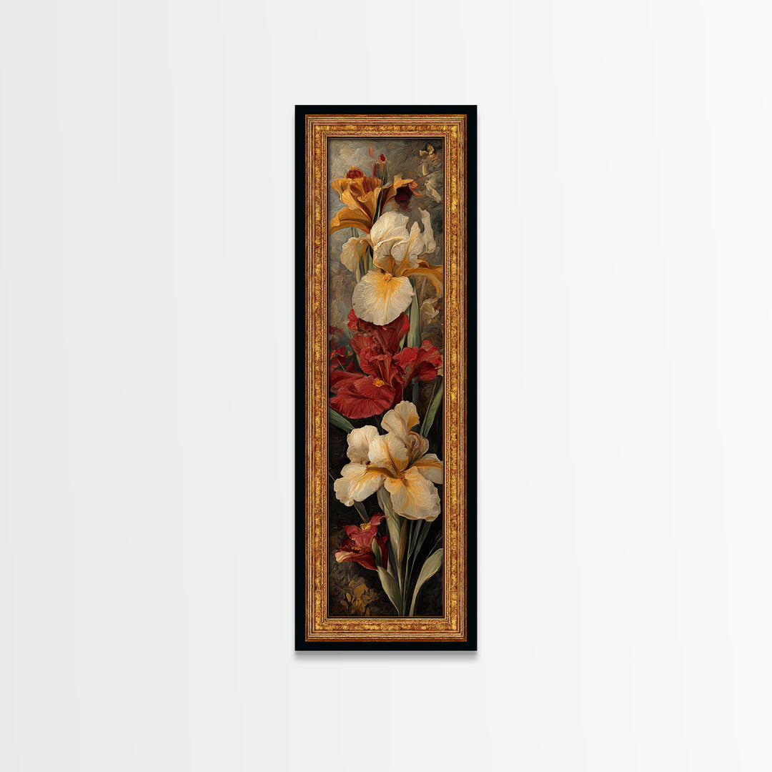 Ornate Gold Frame Illusion Around a Botanical Canvas Print, Baroque Art, Maximalist Decor, Living Room Decor, Ornate, BAO-1x3-69