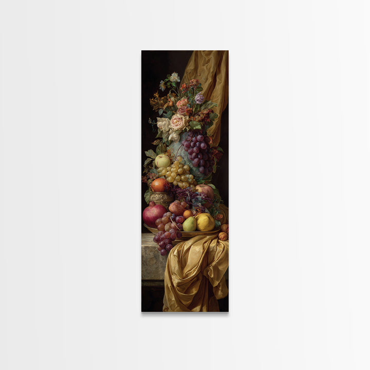 Lavish Banquet Fruit Composition Framed Canvas Print, Baroque Art, Eclectic Wall Art, Living Room Decor, Fine Art, Ornate, BAO-1x3-8