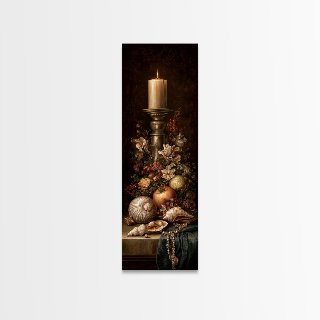 Ornamental Shell and Pearl Composition Canvas Print, Baroque Art, Gallery Wall, Living Room Decor, Oil Painting, Ornate, BAO-1x3-82