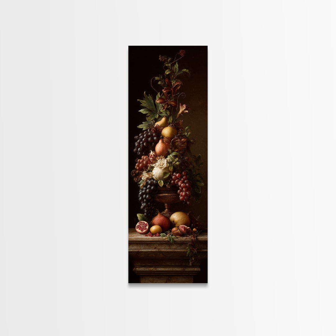 Dramatic Fruit Still Life Canvas Print, Baroque Art, Wall Decor, Living Room Decor, Fine Art, Ornate, Contemporary Art, BAO-1x3-85