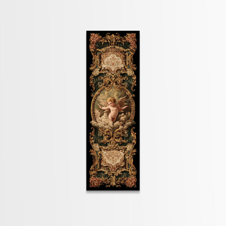 Ornate Cherub Figure Surrounded by Clouds and Canvas Print, Baroque Art, Art Nouveau Decor, Living Room Decor, Fine Art, Ornate, BAO-1x3-86