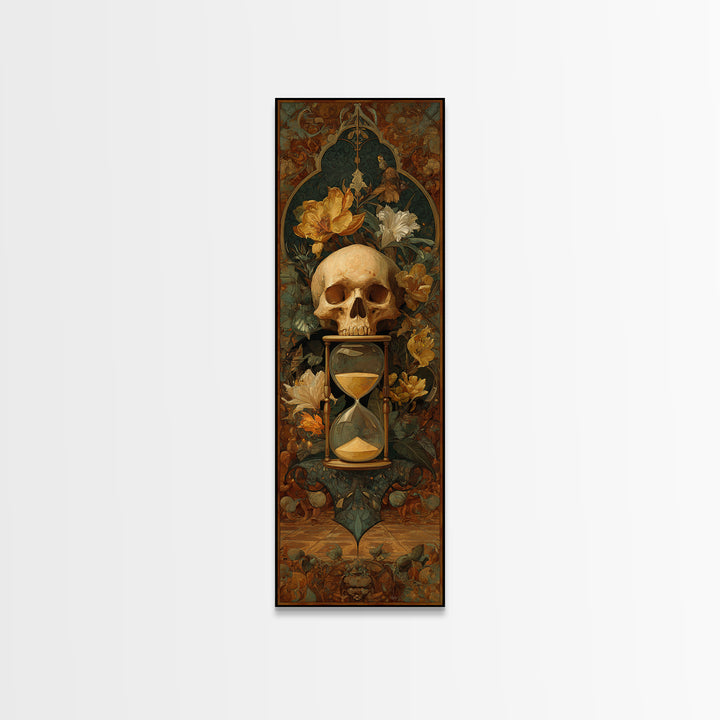 Skull and Hourglass Vanitas Still Life Canvas Print, Baroque Art, Printable Wall Art, Living Room Decor, Fine Art, Ornate, BAO-1x3-89